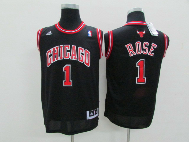 NBA Youth Chicago Bulls 1 Rose black Game Nike Jerseys